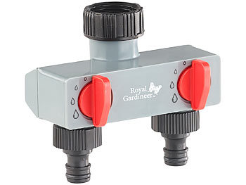 Royal Gardineer 2er-Set WLAN-Bewässerungscomputer, Ventil, 2-fach-Wasserverteiler, App