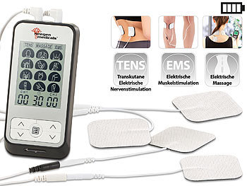TENS Gerät: newgen medicals Medizinischer 3in1-Elektro-Stimulator für TENS, EMS, Massage, 36 Prog.