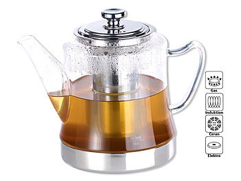 Tee Kocher mit Sieb Edelstahl Tee-Kanne 1 L Teebereiter Glühwein Kaffee Samowar 