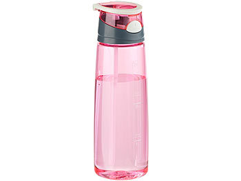 PEARL sports 3er-Set BPA-freie Kunststoff-Trinkflaschen mit Einhand-Verschluss