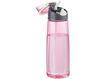 PEARL sports 3er-Set BPA-freie Kunststoff-Trinkflaschen mit Einhand-Verschluss