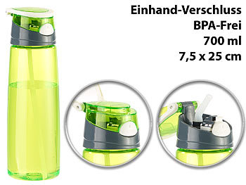 BPA-freie Kunststoff-Trinkflasche mit Einhand-Verschluss, 700 ml, grÃ¼n / Trinkflasche