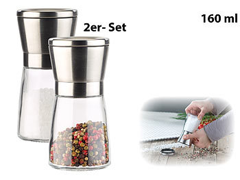 Macinaspezie Manuale In Ceramica Con Meccanismo Regolabile – Macinino Da Cucina In Vetro E Acciaio 180 Ml