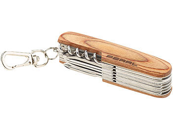 PEARL 16in1-Multifunktions-Taschenmesser aus Edelstahl mit Echt-Holz-Griff