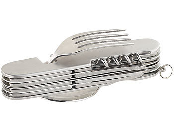 Cucchiaio Forchetta Multifunzione Da Campeggio – In Acciaio Inox, Con Apriscatole