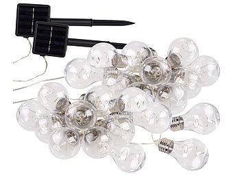 Lunartec Solar-LED-Lichterkette im Glühbirnen-Look, 12 Birnen, 8,5 m, 2er-Set