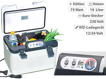 Kühlbox: Xcase Thermoelektrische Kühl-/Wärmebox, LED-Anzeige, 12/24 & 230 V, 19 Liter
