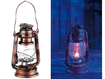 Flammen-Imitation Lunartec LED-Sturmleuchte im Öllampen-Design bronzefarben 