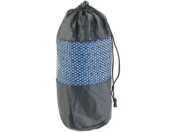Yogatuch: 2in1-Mikrofaser-Yoga-Handtuch & Auflage saugfähig blau rutschfest 