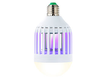 Mückenkiller Lampe: Exbuster 2in1-UV-Insektenkiller und LED-Lampe, E27, 9 W, 550 Lumen, neutralweiß