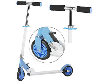 Tretroller Kinder: PEARL Klappbarer City-Roller für Kinder, ultraleicht, max. 50 kg, blau