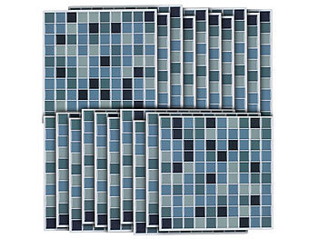 infactory Selbstklebende 3D-Mosaik-Fliesenaufkleber "Aqua", 26 x 26 cm, 20er-Set
