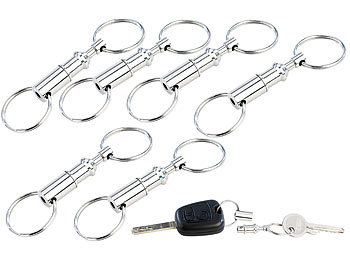 Easyclip Schlüsselring: Semptec Metall-Schlüsselanhänger mit schnellem Easyclip-Mechanismus, 6er-Set