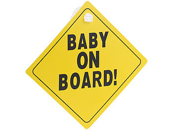 Baby-Schilder für Autos: infactory Schild "Baby on Board" mit Saugnapfbefestigung, PVC, 135 x 135 mm