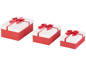 3x Geschenkschachtel Geschenk-Box Geschenkverpackung rund Geschenkbox rot/grün 