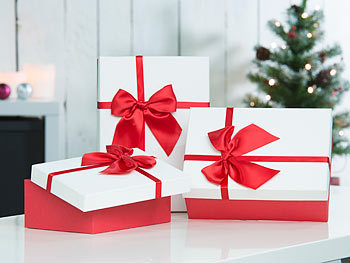 Your Design 3er-Set edle Geschenk-Boxen mit roter Schleife, 3 verschiedene Größen