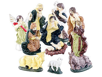 Krippenfiguren: Britesta 11-teiliges Weihnachtskrippen-Figuren-Set aus Porzellan, handbemalt