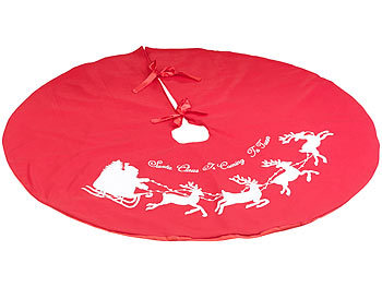 Tannenbaumdecke: PEARL Weihnachtsbaum-Decke in Rot & Weiß mit Santa-Claus-Motiv, Ø 100 cm