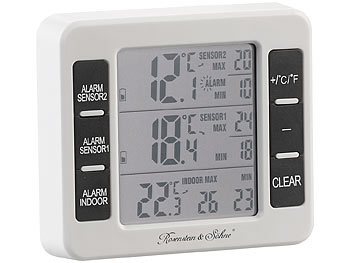 Thermometer Gefrierschrank Thermometer Innen und Außen Thermometer mit 2 Sensore 