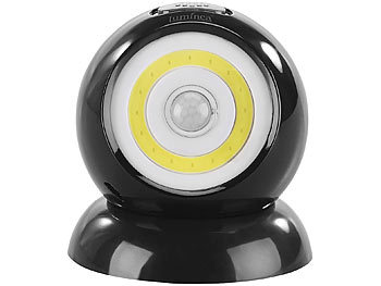 Luminea Ultrahelle COB-LED-Akku-Leuchte mit PIR-Sensor, 200 Lumen, schwarz