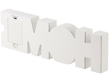 Lunartec LED-Schriftzug "HOME" aus Holz & Spiegeln mit Timer & Batteriebetrieb
