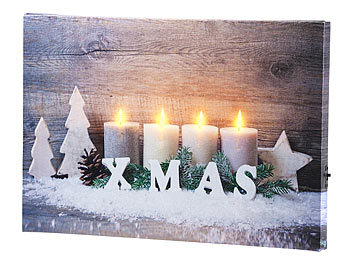 LED Bilder: infactory Wandbild "Kerzen im Schnee" mit LED-Beleuchtung, 30 x 20 cm