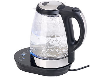 Glas Edelstahl Wasserkocher 2.200 Watt mit Temperatureinstellung Wasser Kocher 