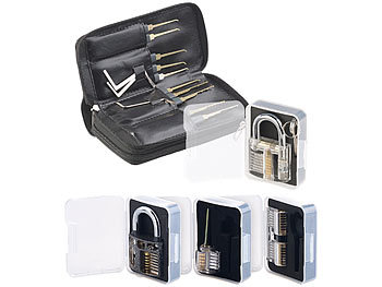 transparentem Trainingsschlössern Sicherheit Zylinder Lockpic-Set: AGT Lockpicking-Set mit 30-teiliger Dietrich-Tasche & 4 Übungs-Schlössern