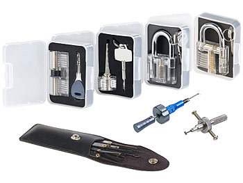 AGT Dietrich Werkzeug: Profi-Lockpicking-Set mit 19 Werkzeugen und 4  Übungsschlössern (Türöffner Werkzeug)