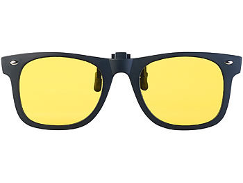 Gelbe Brille: PEARL Nachtsicht-Brillenclip in klassischem Retro-Look, polarisiert, UV400