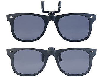 Sonnenbrille Clip: PEARL 2er-Set Sonnenbrillen-Clips im Retro-Look, polarisiert, UV400
