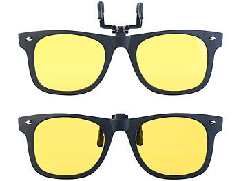 Nachtsichtbrille Clip: PEARL 2er-Set Nachtsicht-Brillenclips im Retro-Look, polarisiert, UV400