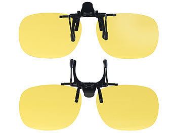 Aufstecksonnenbrillen Polarisierende Sonnenbrillen-Clips: PEARL 2er-Set Nachtsicht-Brillenclips, rundliches Design, polarisiert, UV400