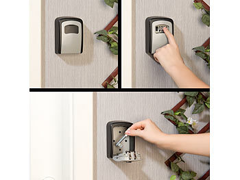 Xcase Kleiner Schlüsseltresor: Mini-Schlüssel-Safe zur Wandmontage,  1-mm-Aluminium, Zahlenschloss (Schlüsselsafe für 1 Schlüssel)