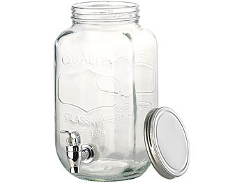 Getränkespender Glas ca 4L Inhalt  mit Zapfhahn 31x15cm 