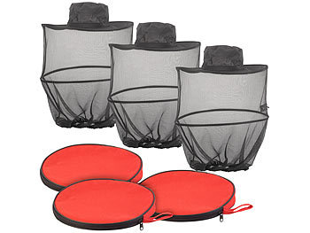 Moskitohut: Semptec 3er-Set kompakt faltbare Hüte mit Moskitonetz, 300 Mesh, schwarz