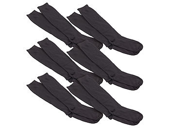 Kompression-Socken: PEARL 6 Paar  Reise-Kniestrümpfe mit Stützfunktion, schwarz, Größe S