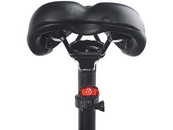 PEARL Fahrrad Rückleuchte: Cree-LED-Fahrrad-Rücklicht mit Akku, USB-Ladekabel,  StVZO-zugel., IPX4 (Fahrradlampen)