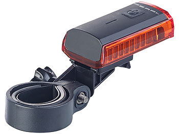 PEARL 2er-Set LED-Fahrrad-Rücklichter, Akku, USB-Ladekabel, StVZO-zug., IPX4