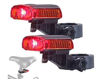 PEARL 2er-Set LED-Fahrrad-Rücklichter, Akku, USB-Ladekabel, StVZO-zug., IPX4