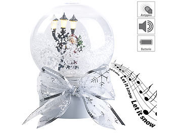 Schneekugeln: infactory Schneekugel mit singendem Weihnachtsmann, berührungsaktiv, LED-Laterne
