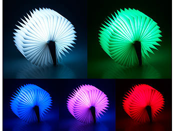 Lunartec Klappbare LED-Stimmungsleuchte im Buch-Design, 5 Farben, 0,2 Watt