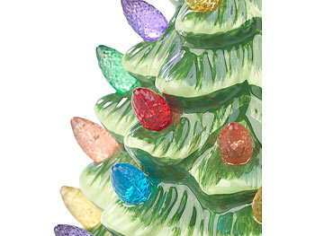 infactory Deko-Weihnachtsbaum aus Keramik mit LED-Beleuchtung, Timer, 19 cm