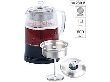 2in1-Glas-Teebereiter & Wasserkocher, Edelstahl-Sieb, 800 Watt, 1,2 l / Wasserkocher