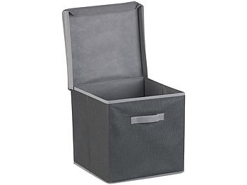 PEARL 2er-Set Aufbewahrungsboxen mit Deckel, faltbar, 31x31x31 cm, schwarz
