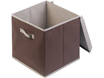PEARL 2er-Set Aufbewahrungsboxen mit Deckel, faltbar, 31x31x31 cm, braun