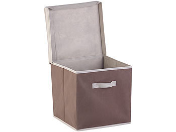PEARL 2er-Set Aufbewahrungsboxen mit Deckel, faltbar, 31x31x31 cm, braun