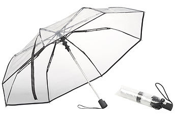 Regenschirm: Carlo Milano Stabiler Automatik-Taschenschirm mit transparentem Dach, Ø 100 cm