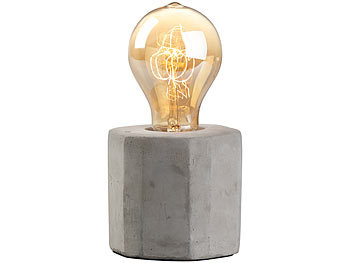 LED Tischlampen: Lunartec Dekorative Beton-Tischleuchte mit gewölbter Vintage-Schmucklampe