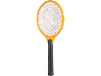 Mückenschläger: PEARL Elektrische Fliegenklatsche mit Akku, ladbar per USB, orange/schwarz
